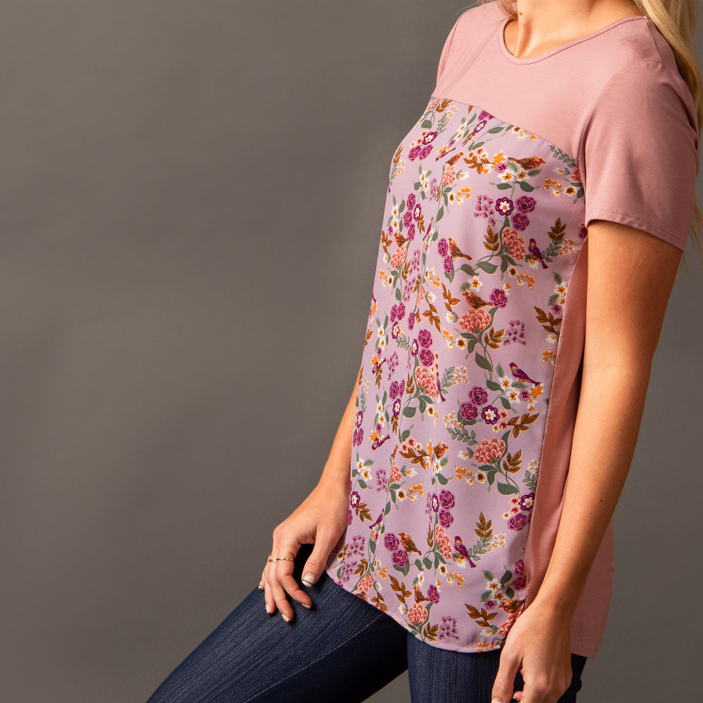 Dreamer Tee Lavender/Mauve Blush Floral/Lt Mauve